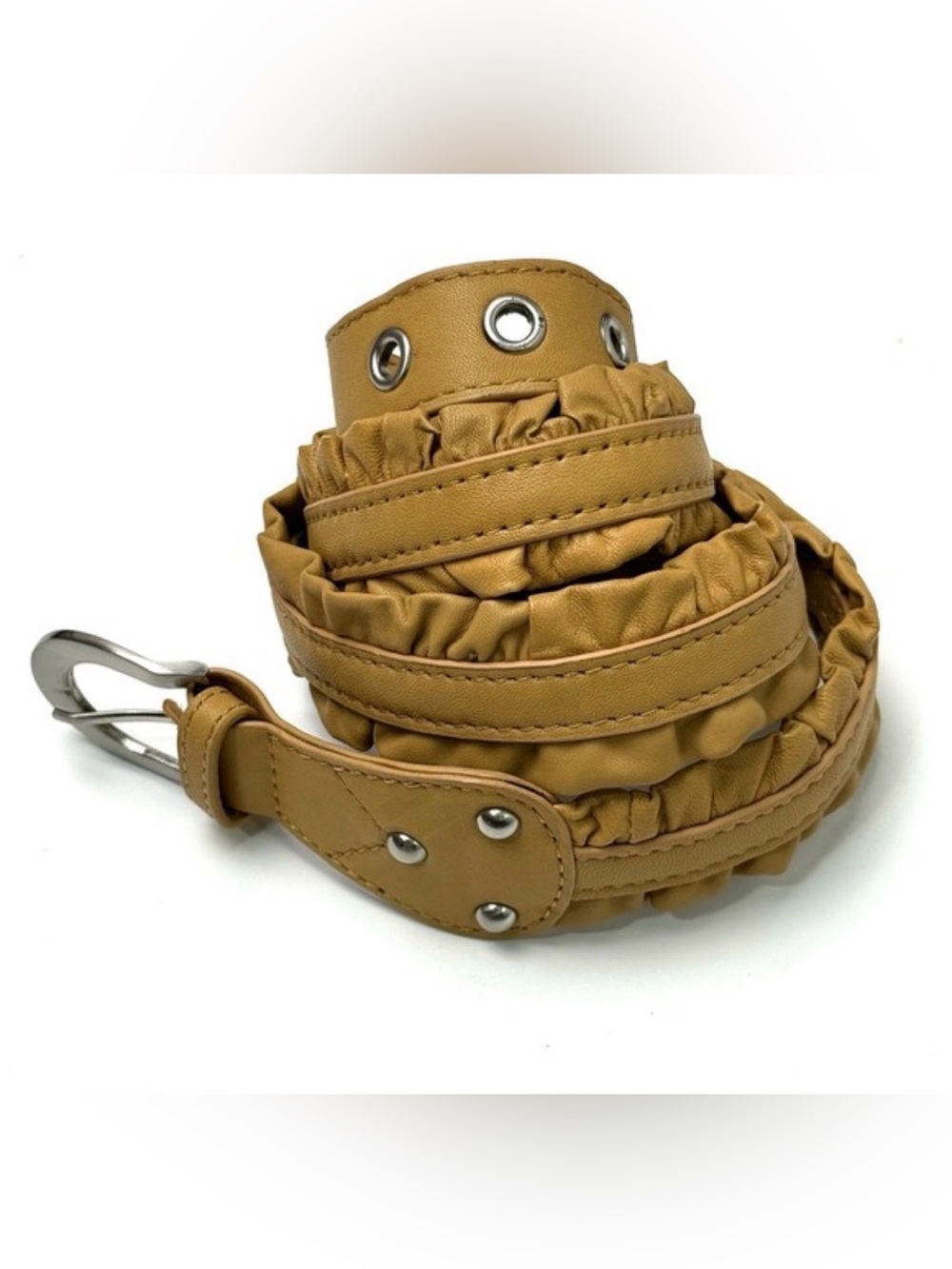 Vtg Coldwater Creek Ruffled Leather Belt